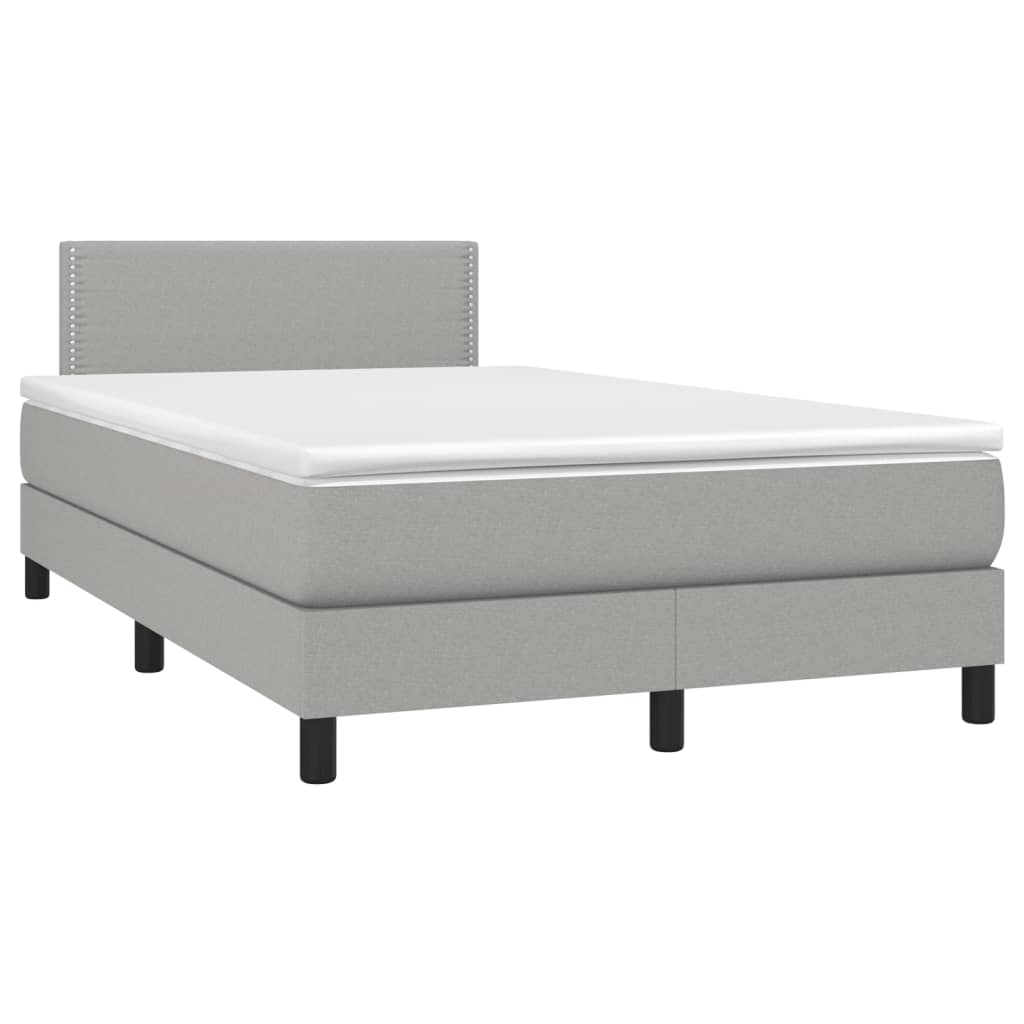 Κρεβάτι Boxspring με Στρώμα Ανοιχτό Γκρι 120x190 εκ. Υφασμάτινο