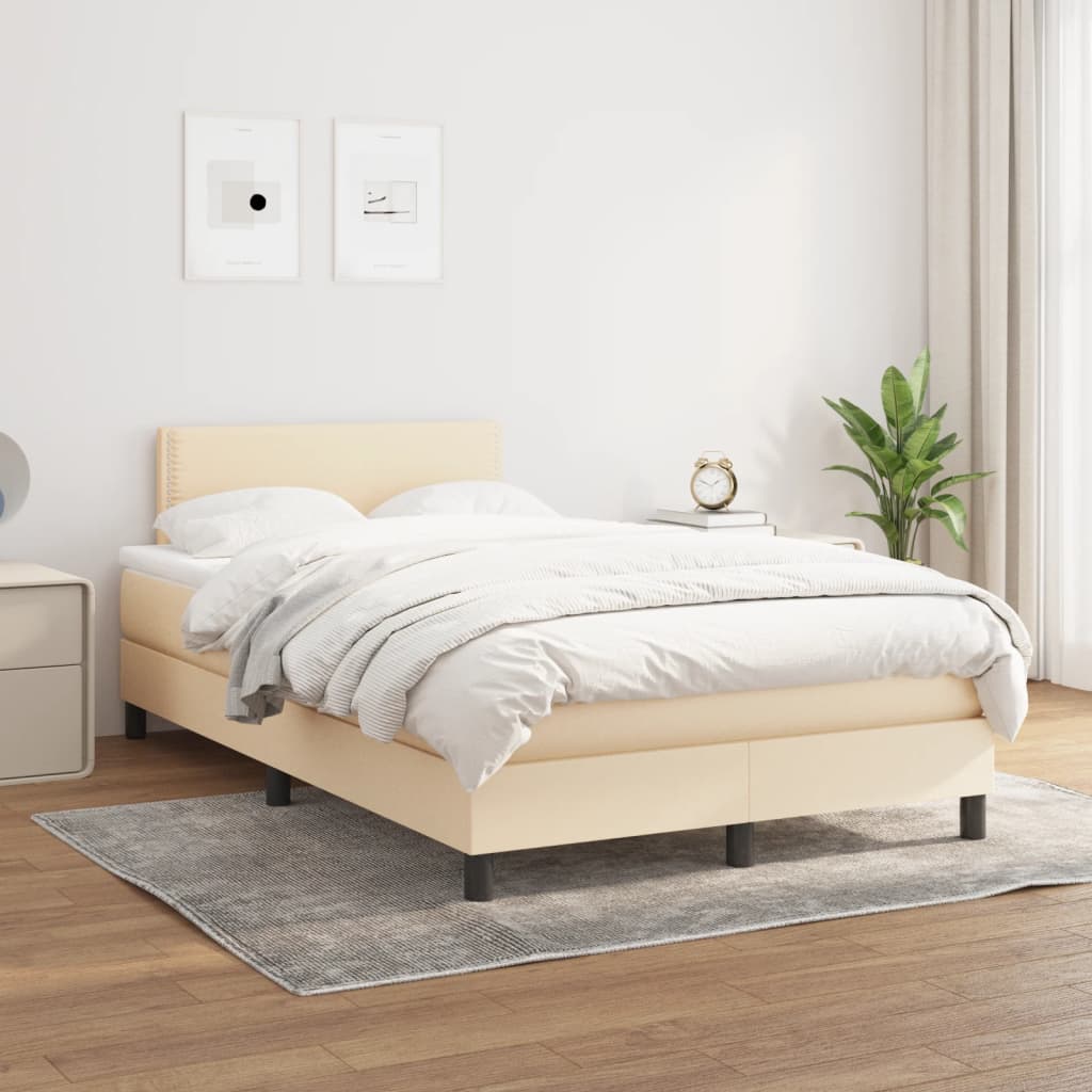Κρεβάτι Boxspring με Στρώμα Κρεμ 120x190 εκ. Υφασμάτινο