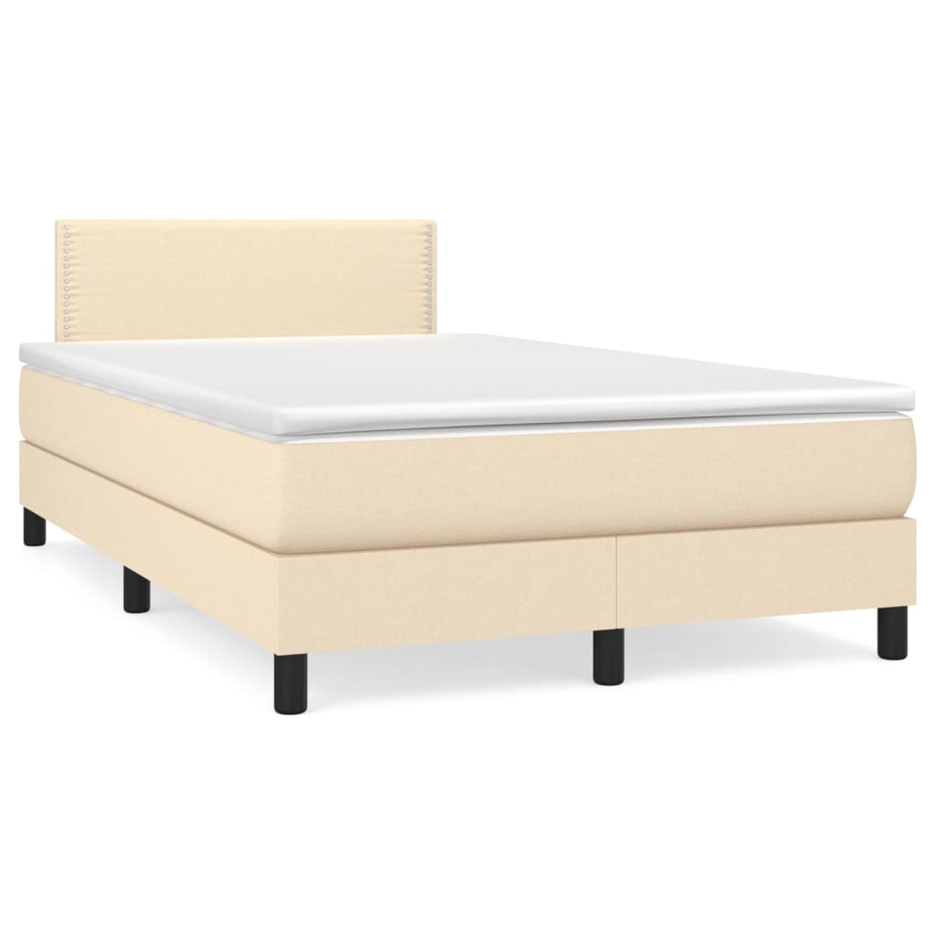 Κρεβάτι Boxspring με Στρώμα Κρεμ 120x190 εκ. Υφασμάτινο