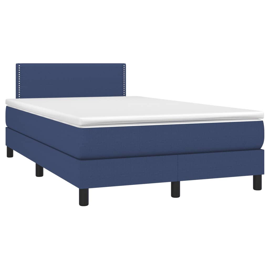 Κρεβάτι Boxspring με Στρώμα Μπλε 120x190 εκ. Υφασμάτινο - Pakobazaar