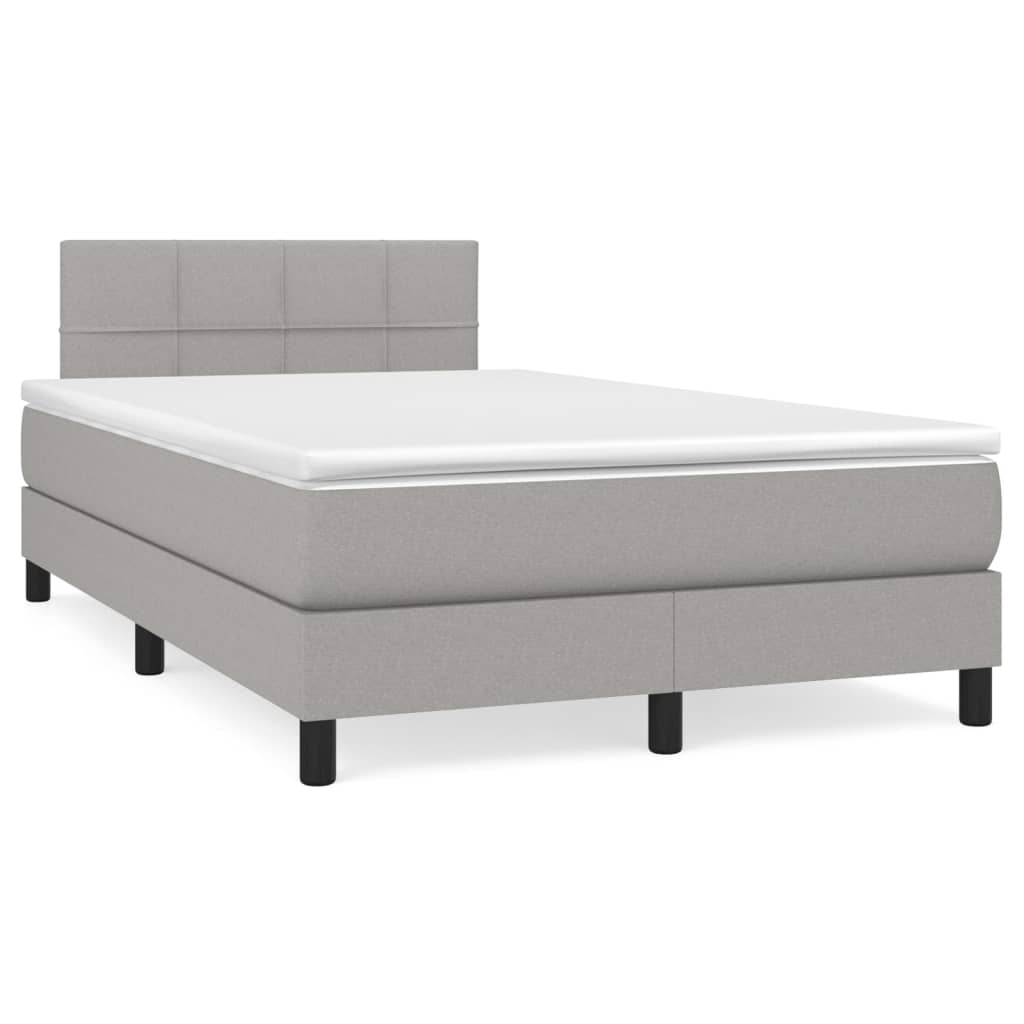 Κρεβάτι Boxspring με Στρώμα Ανοιχτό Γκρι 120x190 εκ. Υφασμάτινο