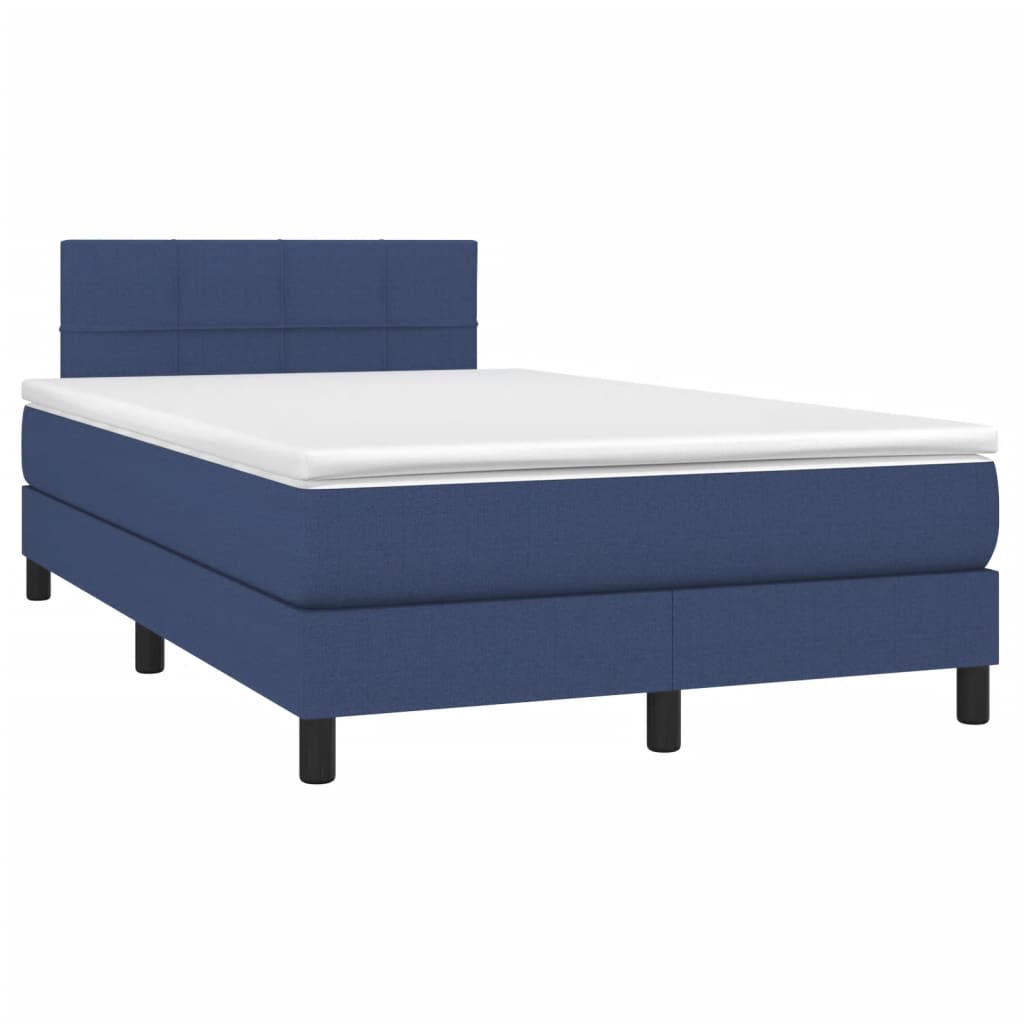 Κρεβάτι Boxspring με Στρώμα Μπλε 120x190 εκ. Υφασμάτινο