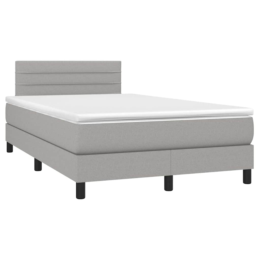 Κρεβάτι Boxspring με Στρώμα Ανοιχτό Γκρι 120x190 εκ. Υφασμάτινο