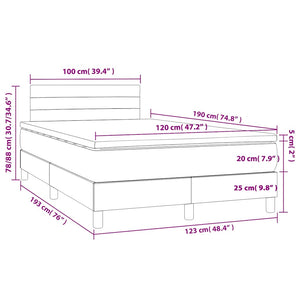 Κρεβάτι Boxspring με Στρώμα Ανοιχτό Γκρι 120x190 εκ. Υφασμάτινο