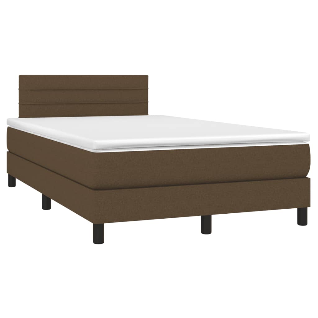 Κρεβάτι Boxspring με Στρώμα Σκούρο Καφέ 120x190 εκ Υφασμάτινο