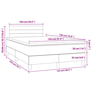Κρεβάτι Boxspring με Στρώμα Taupe 120x190 εκ. Υφασμάτινο