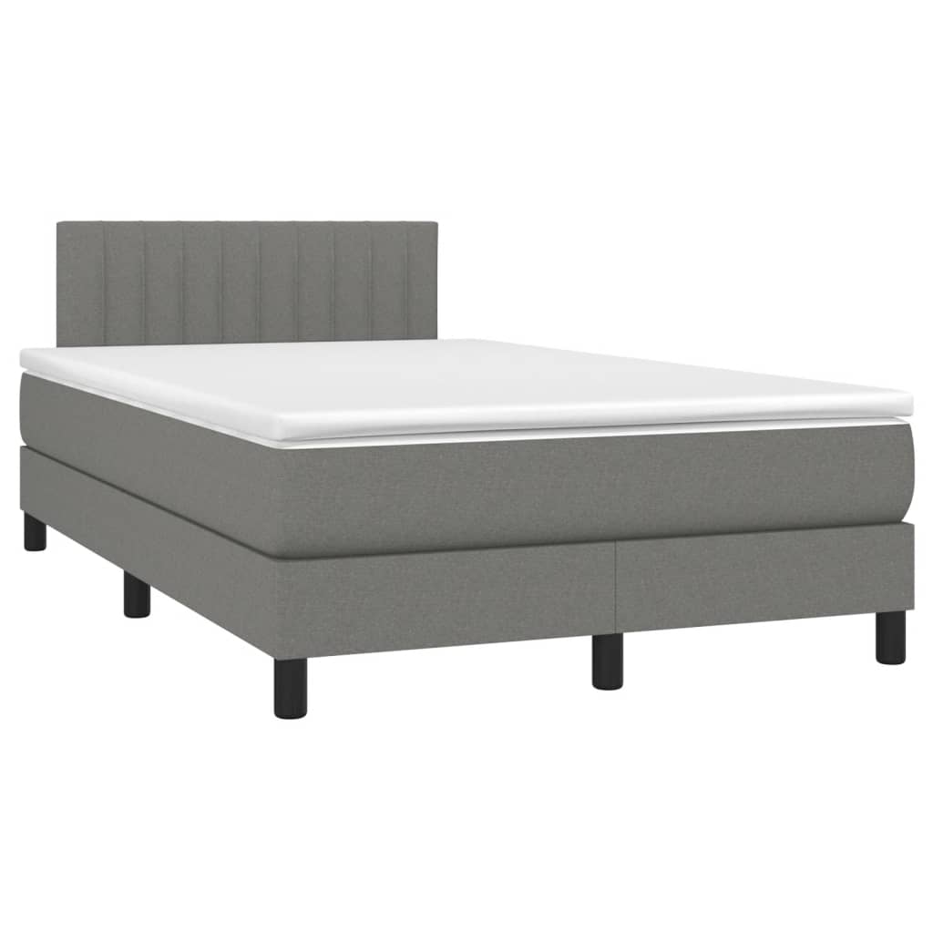 Κρεβάτι Boxspring με Στρώμα Σκούρο Γκρι 120x190 εκ Υφασμάτινο