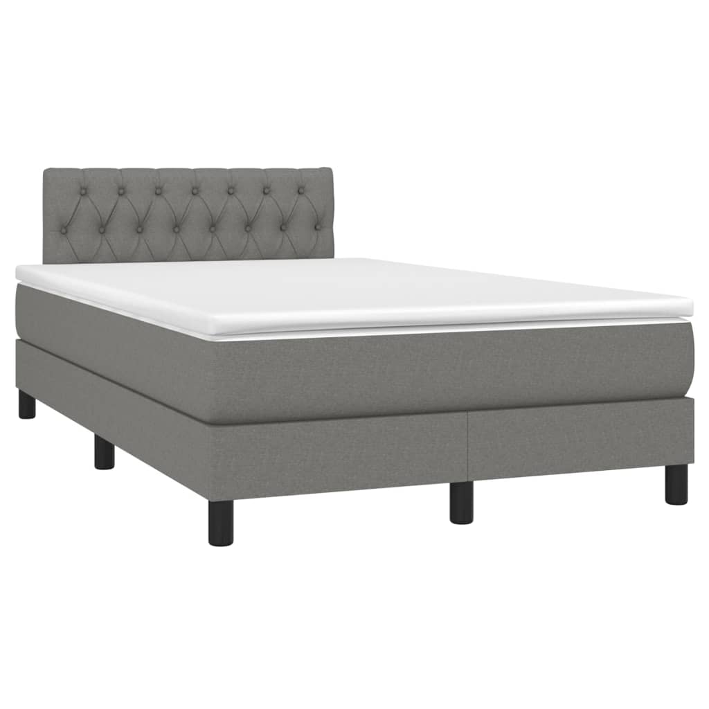 Κρεβάτι Boxspring με Στρώμα Σκούρο Γκρι 120x190 εκ Υφασμάτινο