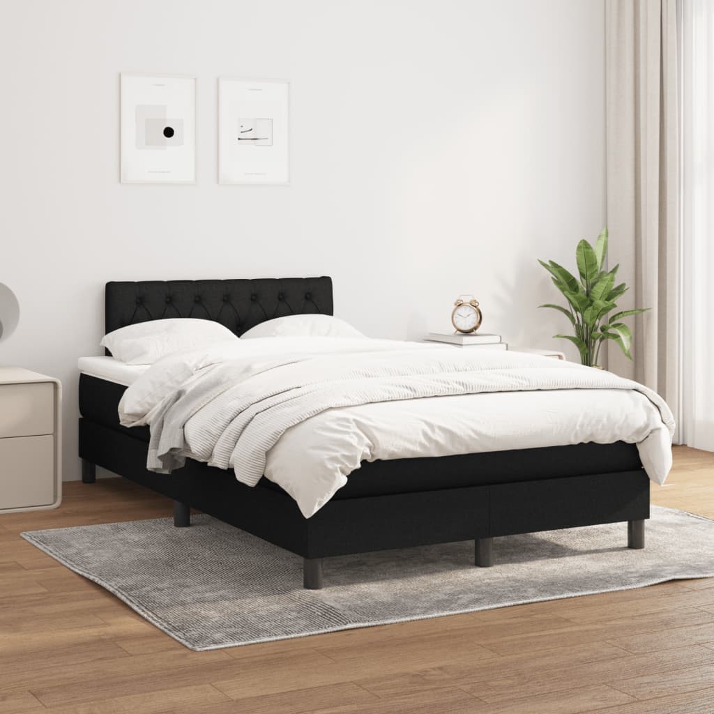 Κρεβάτι Boxspring με Στρώμα Μαύρο 120x190 εκ. Υφασμάτινο