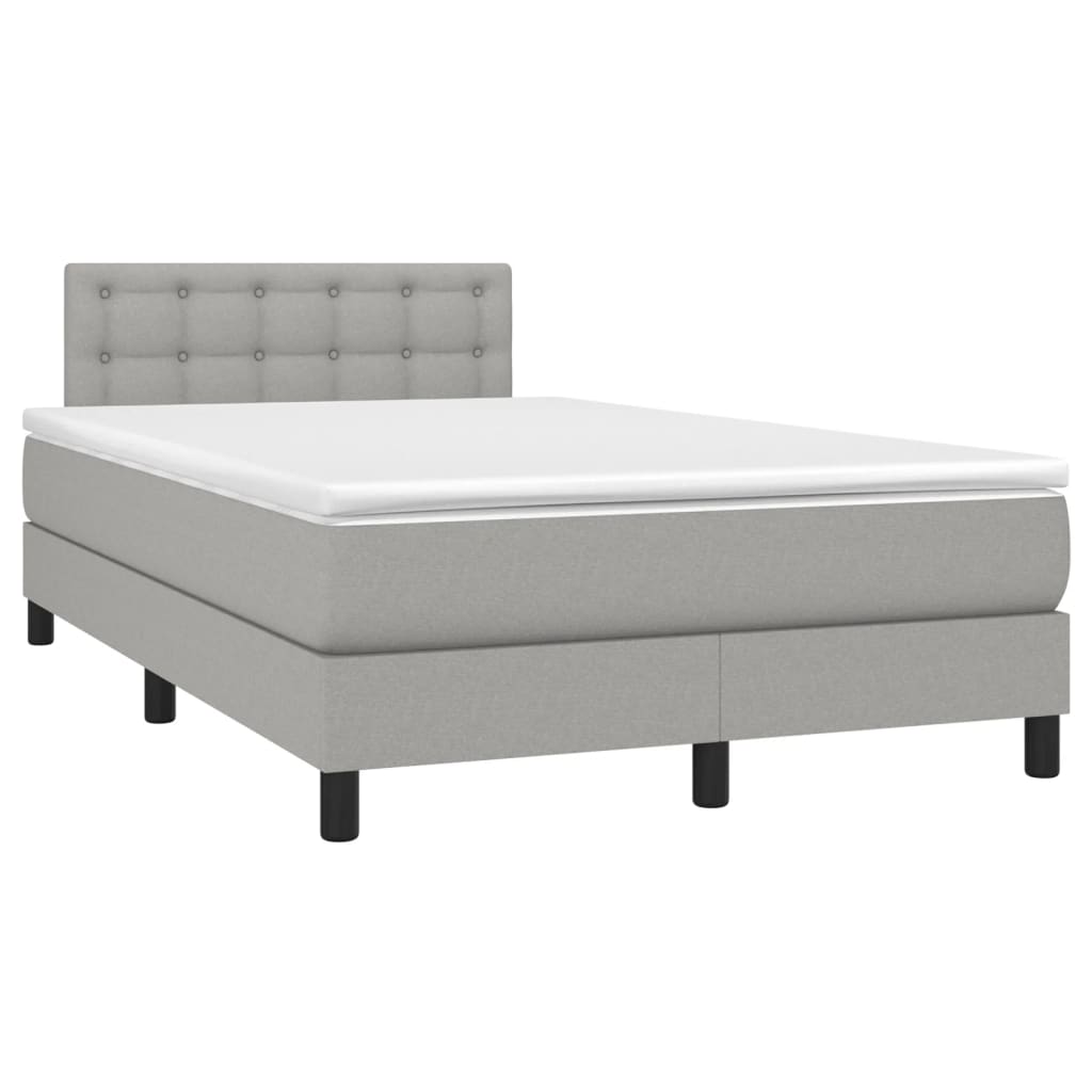 Κρεβάτι Boxspring με Στρώμα Ανοιχτό Γκρι 120x190 εκ. Υφασμάτινο