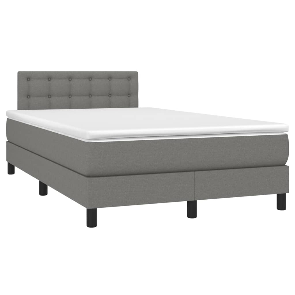 Κρεβάτι Boxspring με Στρώμα Σκούρο Γκρι 120x190 εκ Υφασμάτινο