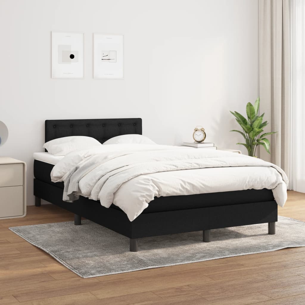 Κρεβάτι Boxspring με Στρώμα Μαύρο 120x190 εκ. Υφασμάτινο