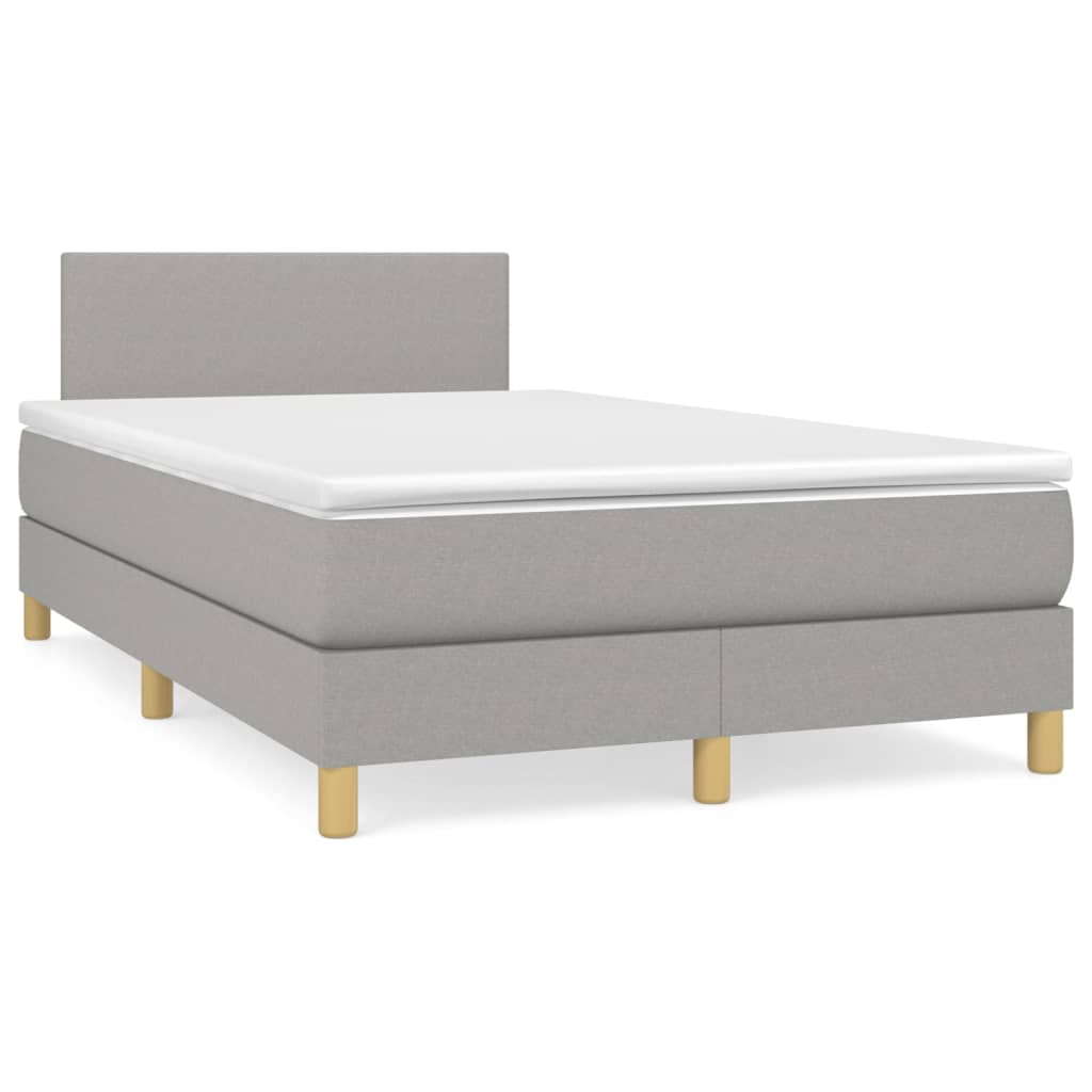 Κρεβάτι Boxspring με Στρώμα Ανοιχτό Γκρι 120x190 εκ. Υφασμάτινο