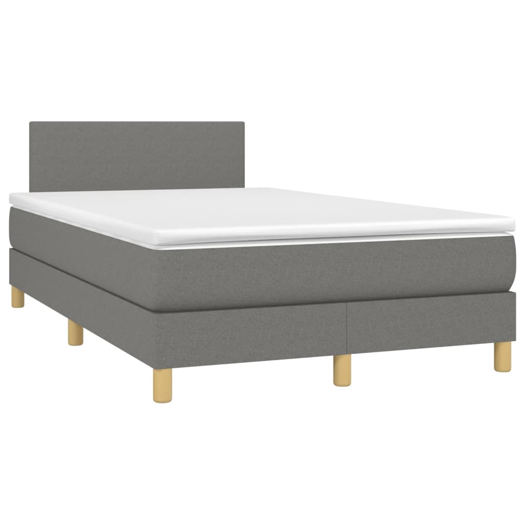 Κρεβάτι Boxspring με Στρώμα Σκούρο Γκρι 120x190 εκ Υφασμάτινο
