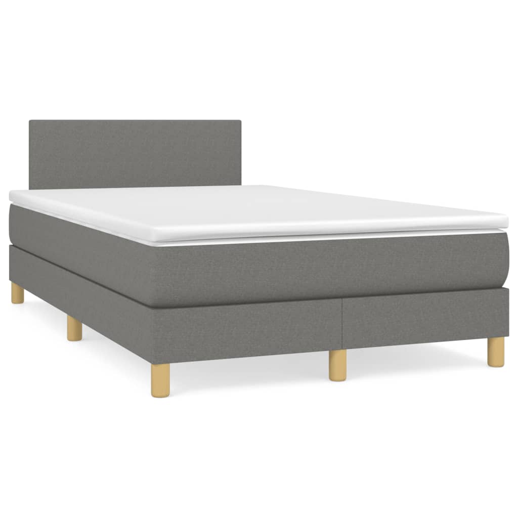 Κρεβάτι Boxspring με Στρώμα Σκούρο Γκρι 120x190 εκ Υφασμάτινο