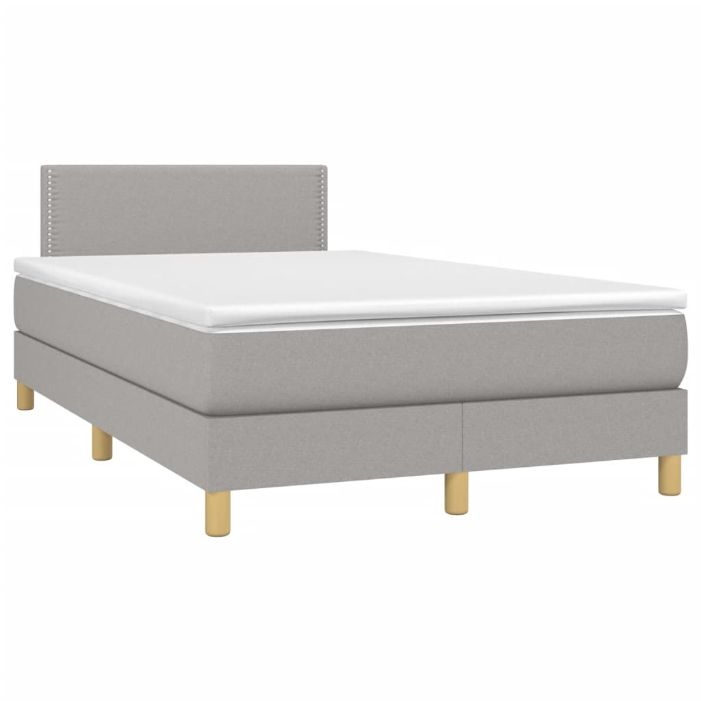 Κρεβάτι Boxspring με Στρώμα Ανοιχτό Γκρι 120x190 εκ. Υφασμάτινο