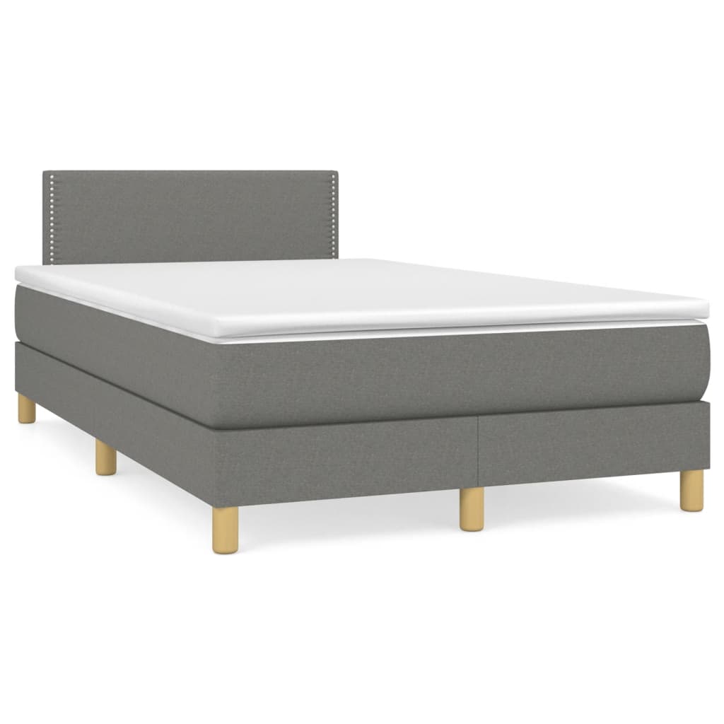Κρεβάτι Boxspring με Στρώμα Σκούρο Γκρι 120x190 εκ Υφασμάτινο