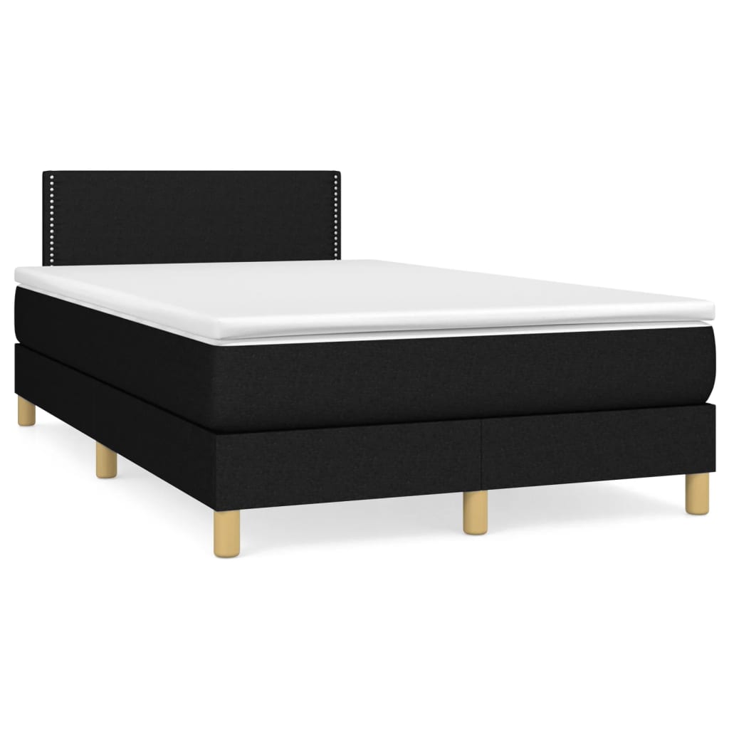 Κρεβάτι Boxspring με Στρώμα Μαύρο 120x190 εκ. Υφασμάτινο