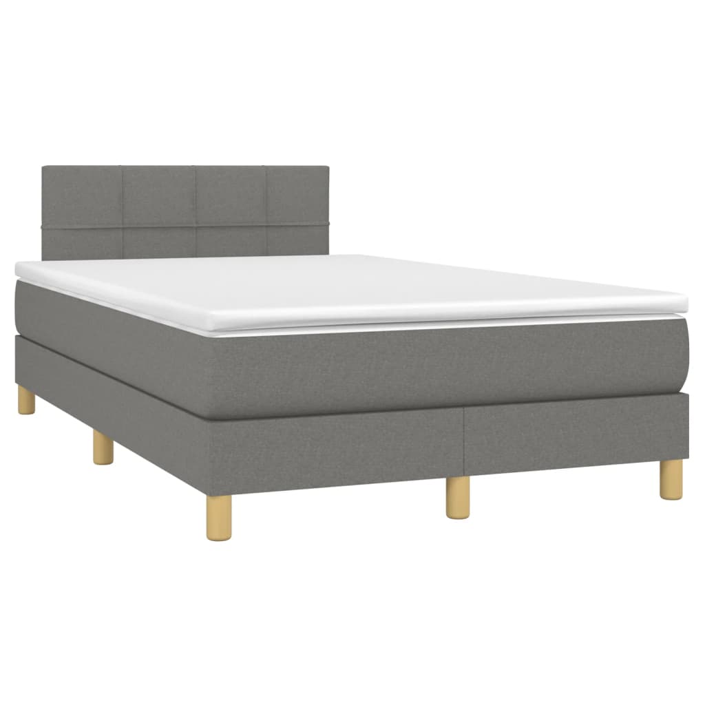 Κρεβάτι Boxspring με Στρώμα Σκούρο Γκρι 120x190 εκ Υφασμάτινο