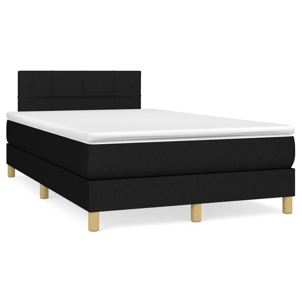 Κρεβάτι Boxspring με Στρώμα Μαύρο 120x190 εκ. Υφασμάτινο