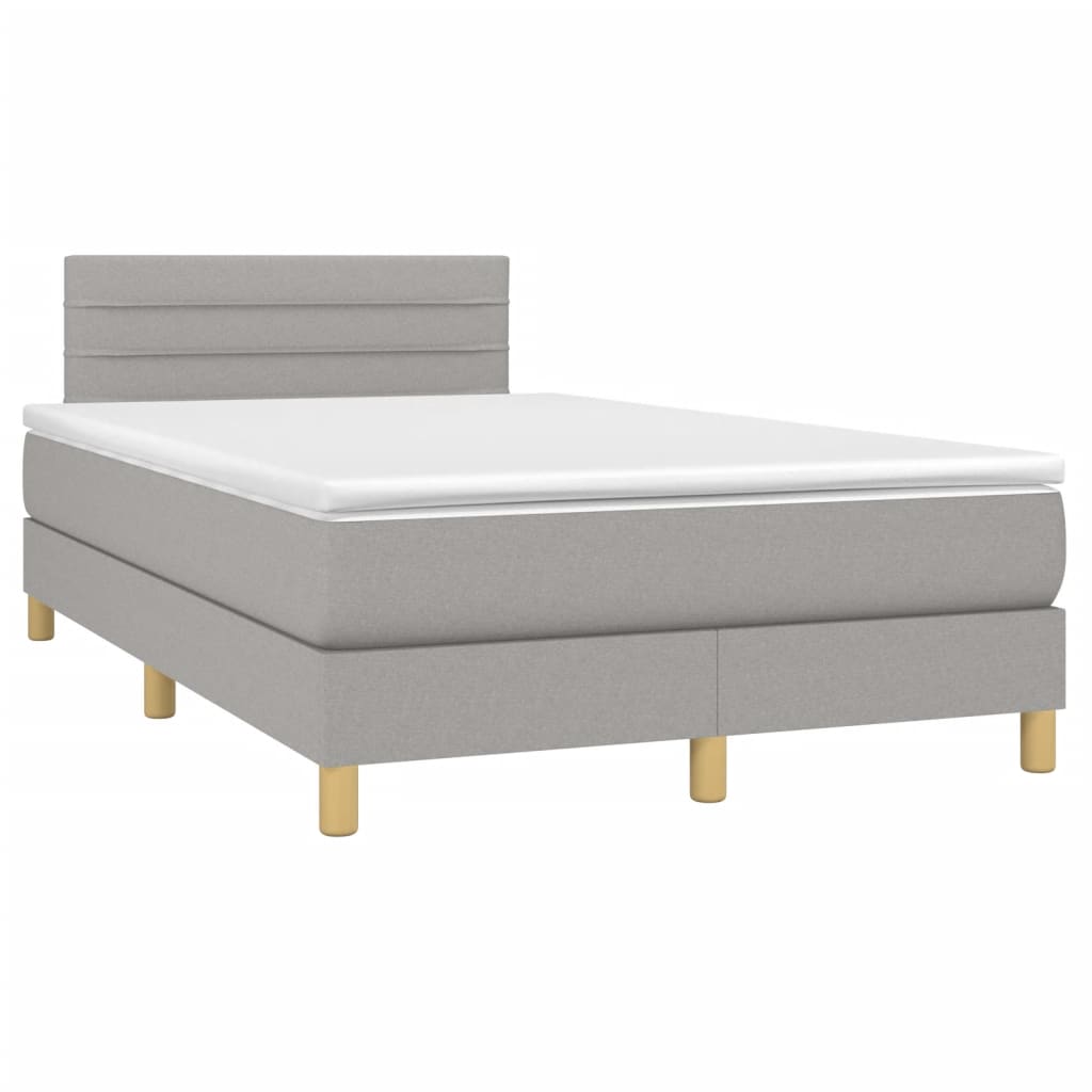 Κρεβάτι Boxspring με Στρώμα Ανοιχτό Γκρι 120x190 εκ. Υφασμάτινο