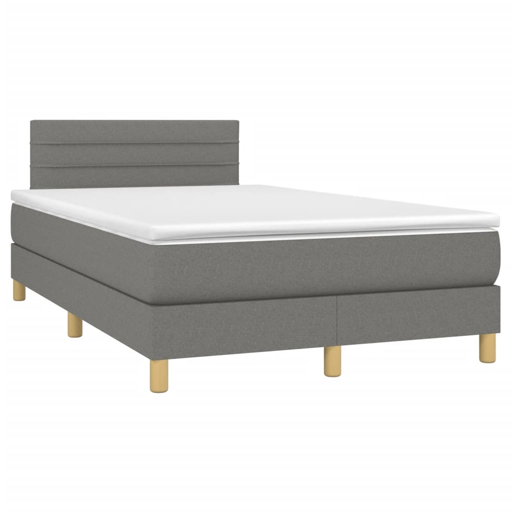 Κρεβάτι Boxspring με Στρώμα Σκούρο Γκρι 120x190 εκ Υφασμάτινο