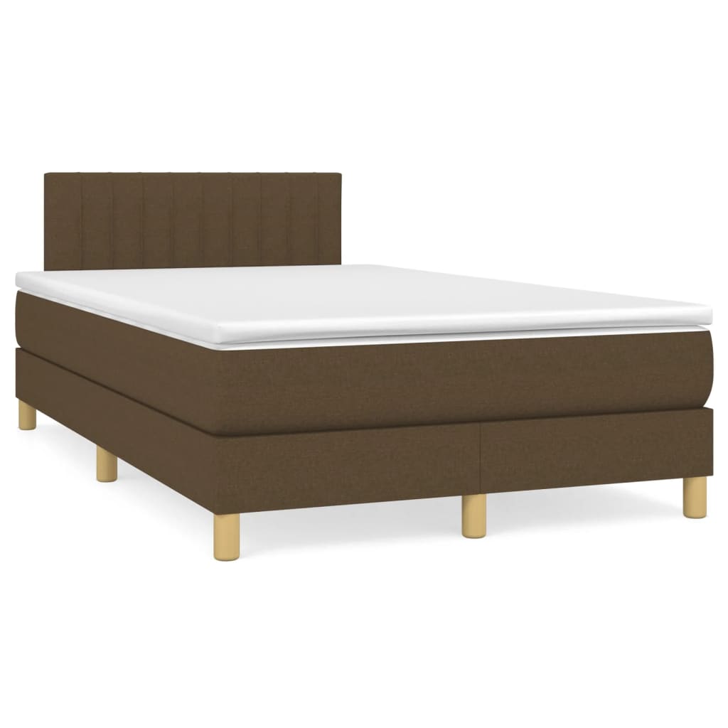 Κρεβάτι Boxspring με Στρώμα Σκούρο Καφέ 120x190 εκ Υφασμάτινο