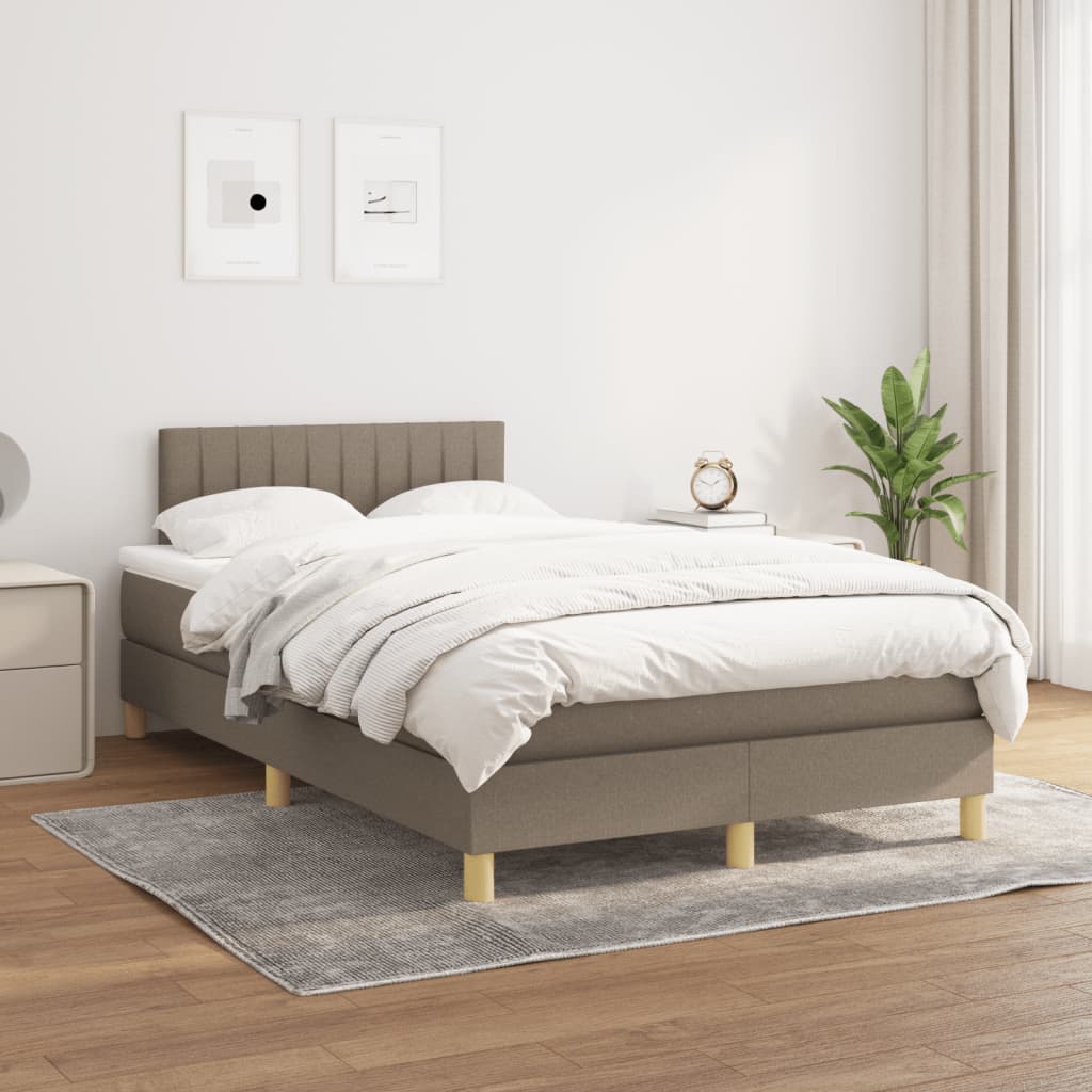 Κρεβάτι Boxspring με Στρώμα Taupe 120x190 εκ. Υφασμάτινο