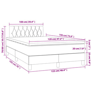 Κρεβάτι Boxspring με Στρώμα Μαύρο 120x190 εκ. Υφασμάτινο