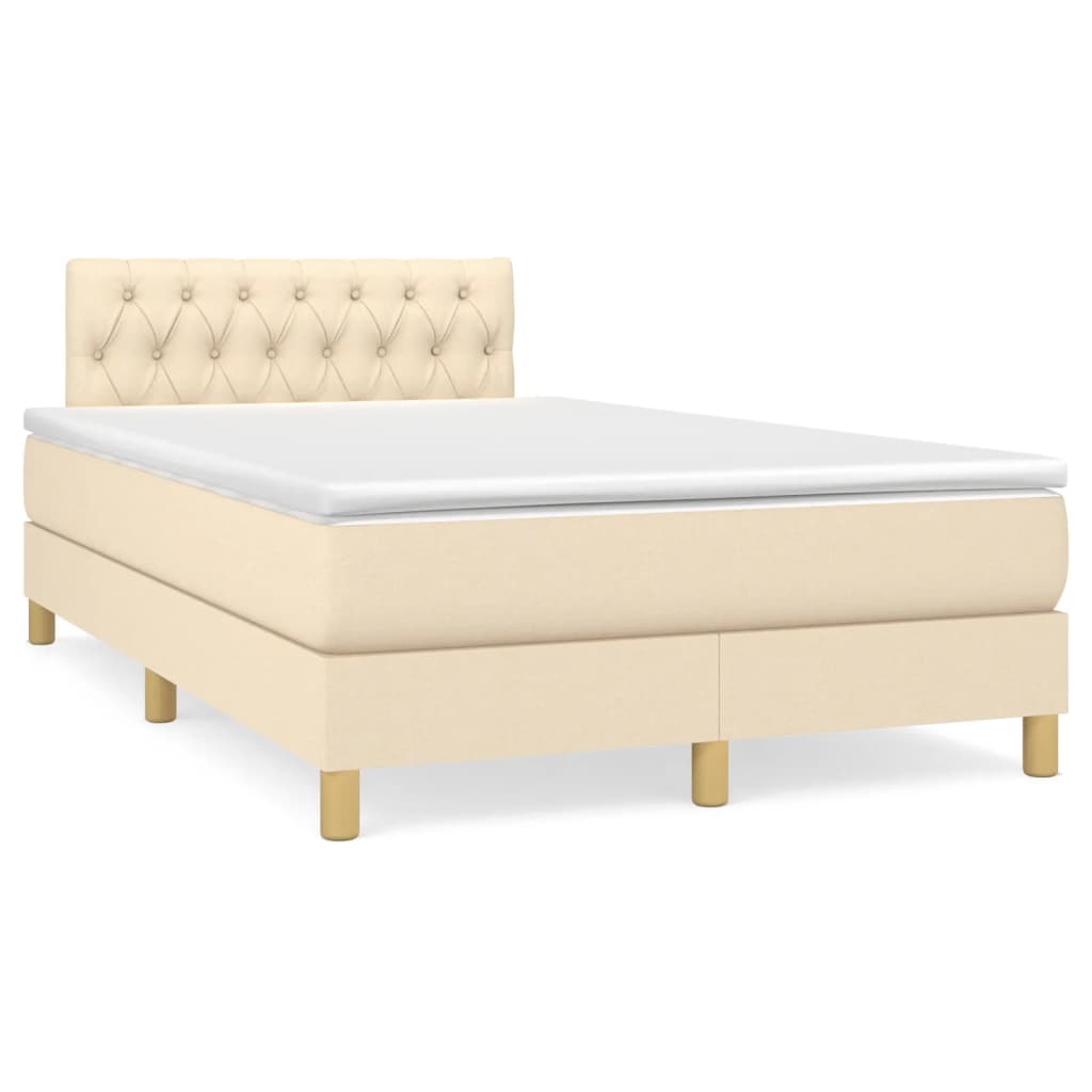 Κρεβάτι Boxspring με Στρώμα Κρεμ 120x190 εκ. Υφασμάτινο