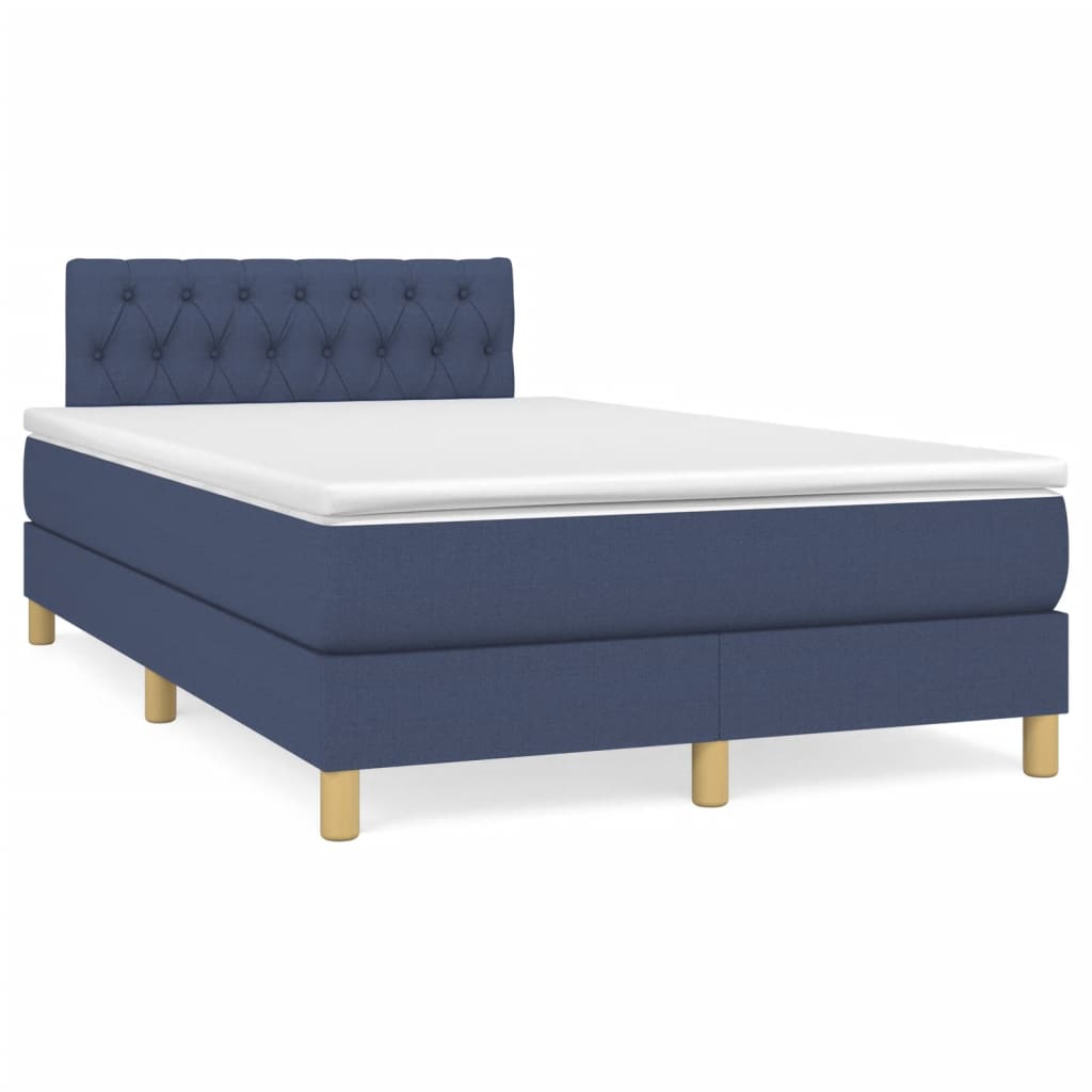 Κρεβάτι Boxspring με Στρώμα Μπλε 120x190 εκ. Υφασμάτινο