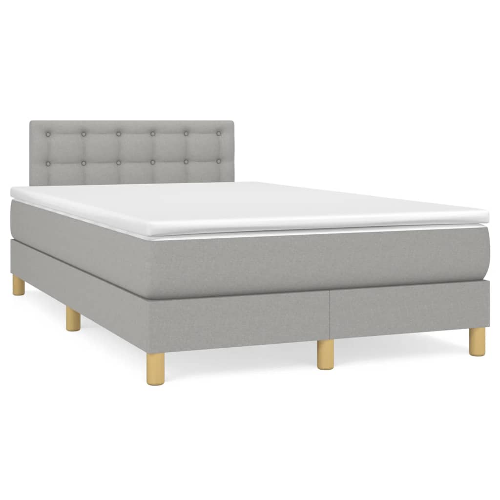 Κρεβάτι Boxspring με Στρώμα Ανοιχτό Γκρι 120x190 εκ. Υφασμάτινο