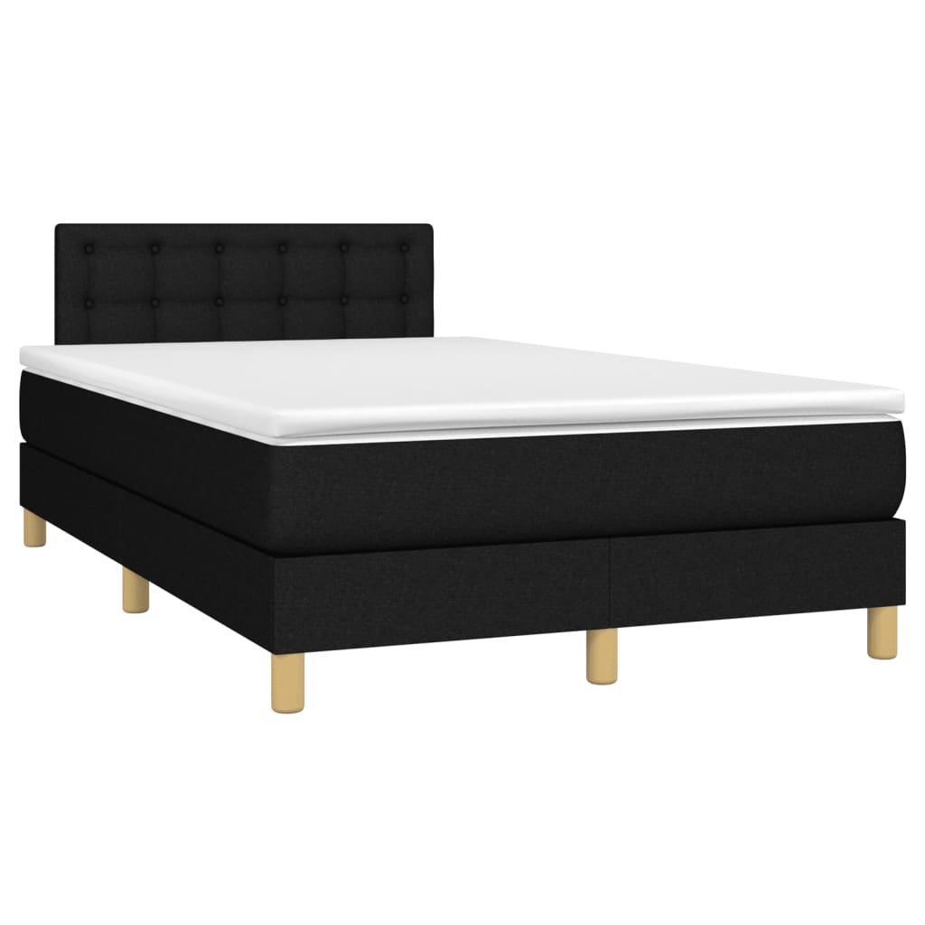 Κρεβάτι Boxspring με Στρώμα Μαύρο 120x190 εκ. Υφασμάτινο