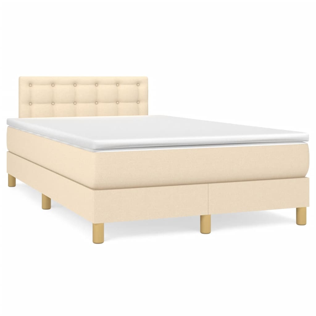 Κρεβάτι Boxspring με Στρώμα Κρεμ 120x190 εκ. Υφασμάτινο