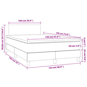 Κρεβάτι Boxspring με Στρώμα Μαύρο 120x190εκ.από Συνθετικό Δέρμα