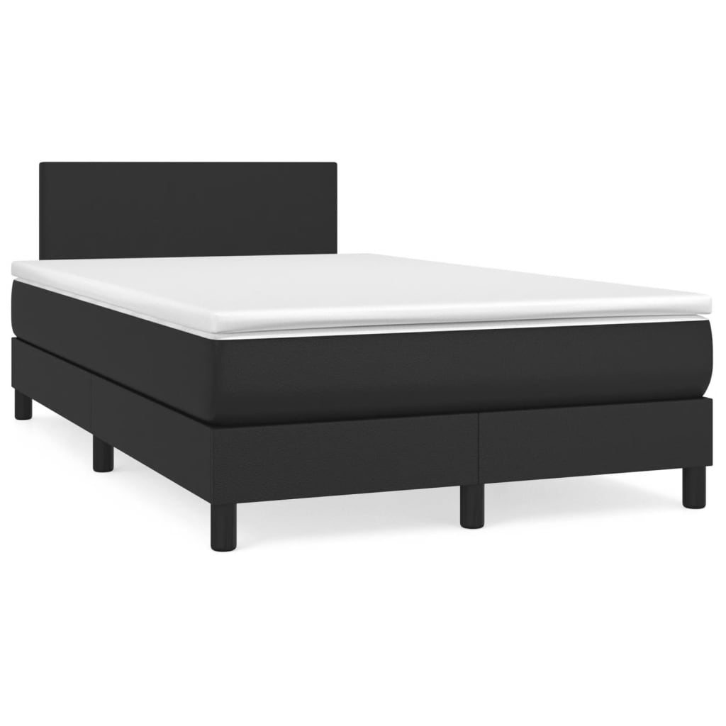 Κρεβάτι Boxspring με Στρώμα Μαύρο 120x190εκ.από Συνθετικό Δέρμα