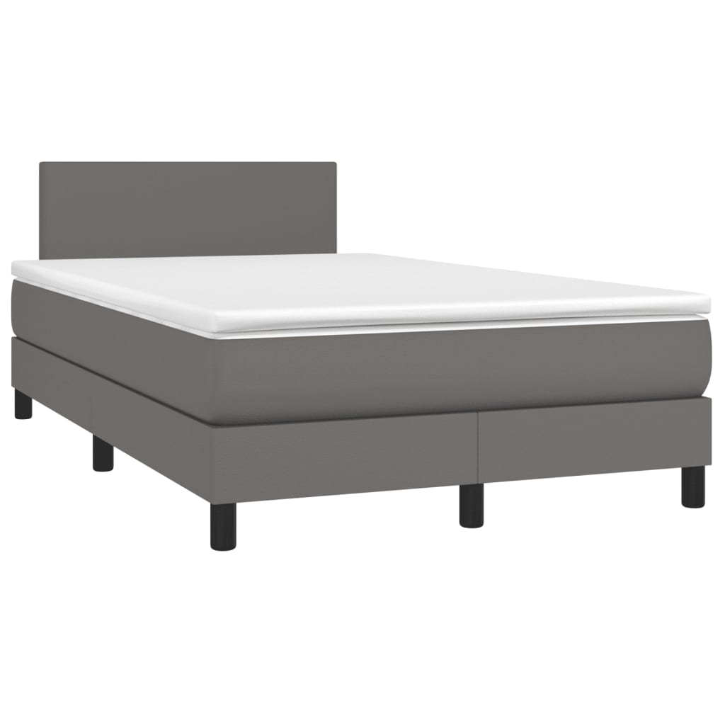 Κρεβάτι Boxspring με Στρώμα Γκρι 120x190εκ. από Συνθετικό Δέρμα