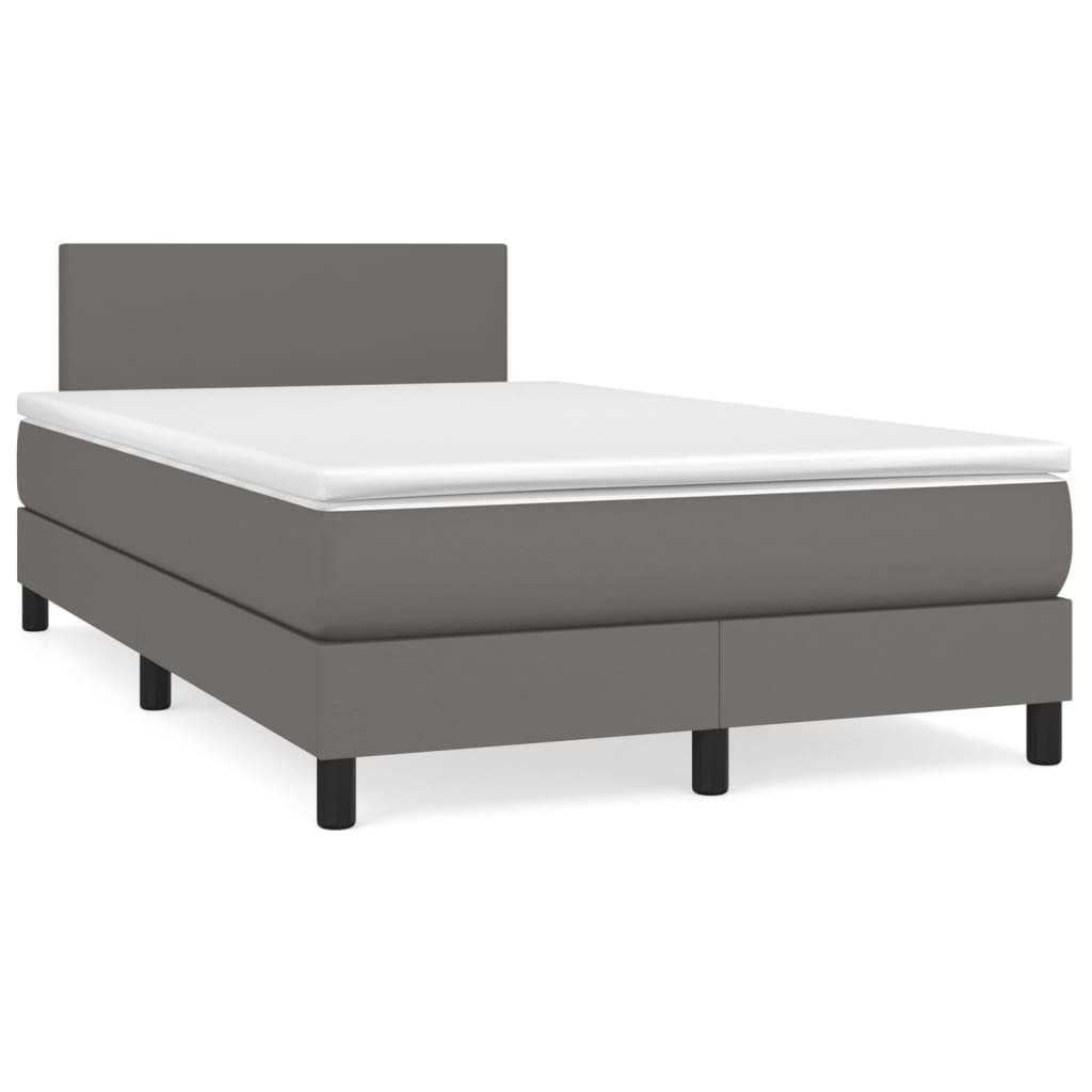 Κρεβάτι Boxspring με Στρώμα Γκρι 120x190εκ. από Συνθετικό Δέρμα