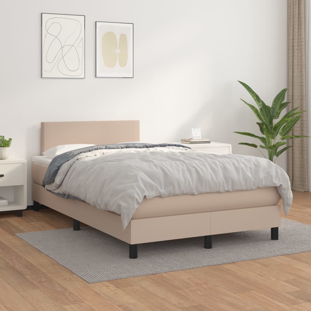 Κρεβάτι Boxspring με Στρώμα Καπουτσίνο 120x190εκ.από Συνθ.Δέρμα