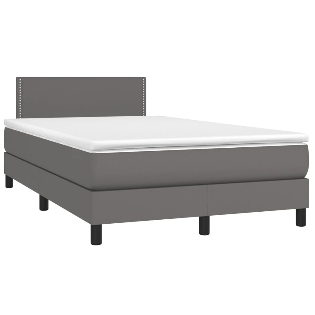 Κρεβάτι Boxspring με Στρώμα Γκρι 120x190εκ. από Συνθετικό Δέρμα