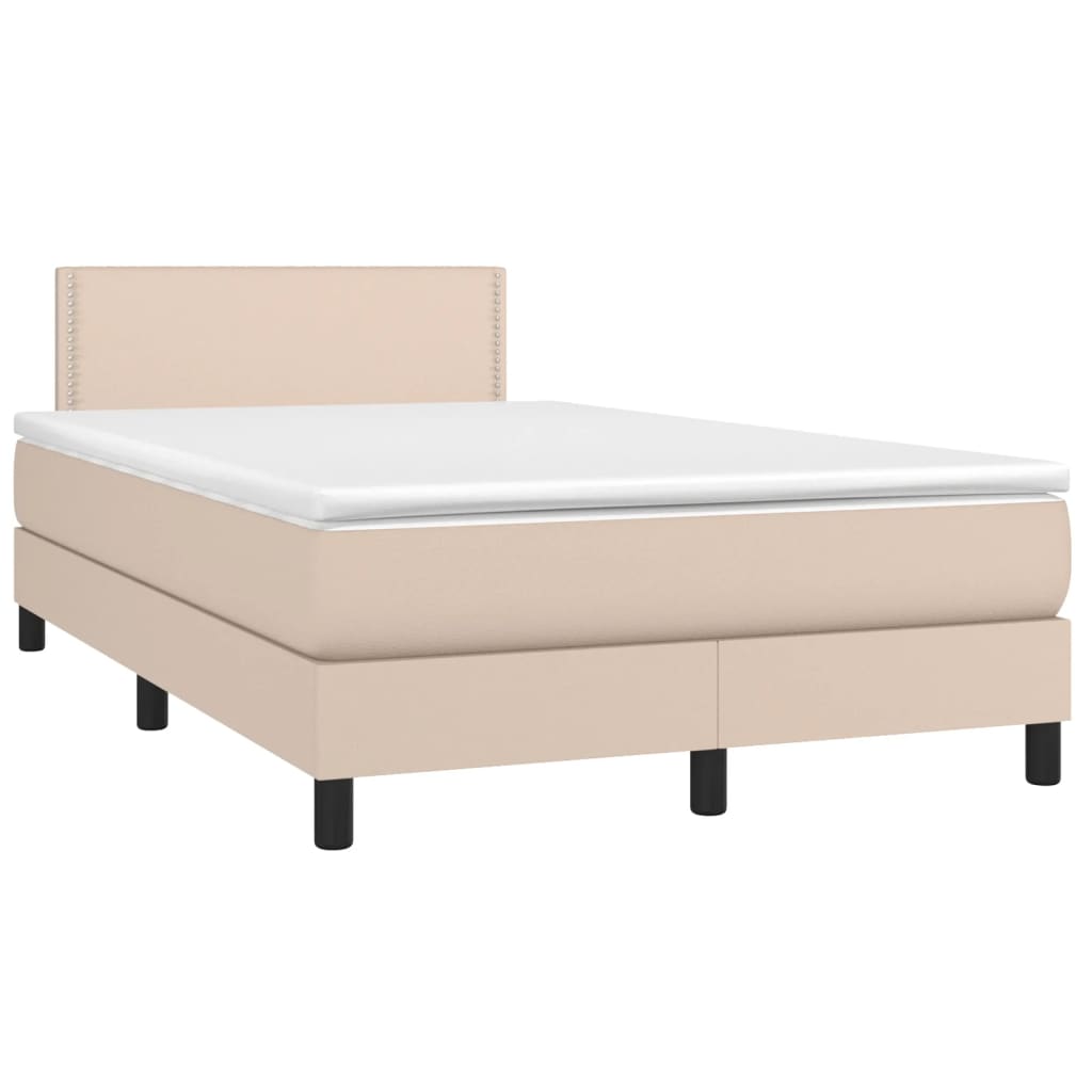 Κρεβάτι Boxspring με Στρώμα Καπουτσίνο 120x190εκ.από Συνθ.Δέρμα