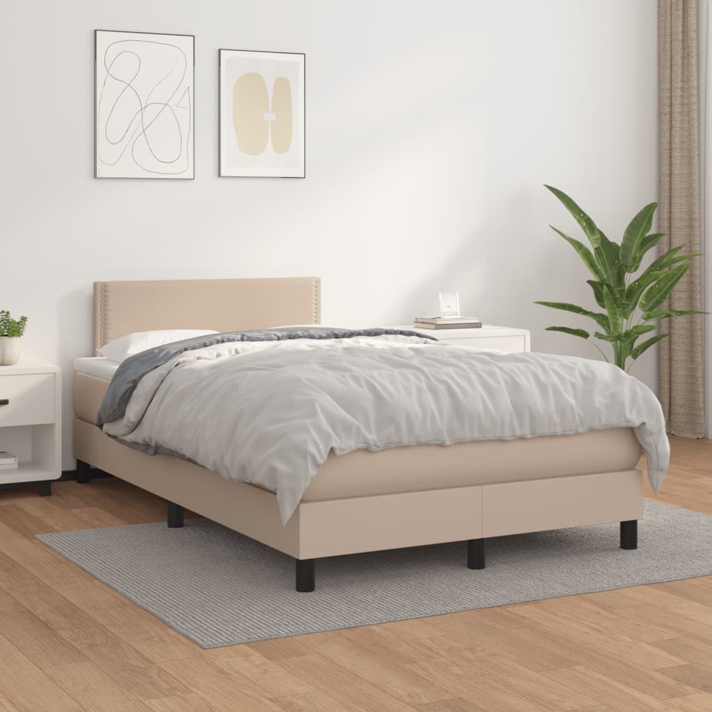 Κρεβάτι Boxspring με Στρώμα Καπουτσίνο 120x190εκ.από Συνθ.Δέρμα