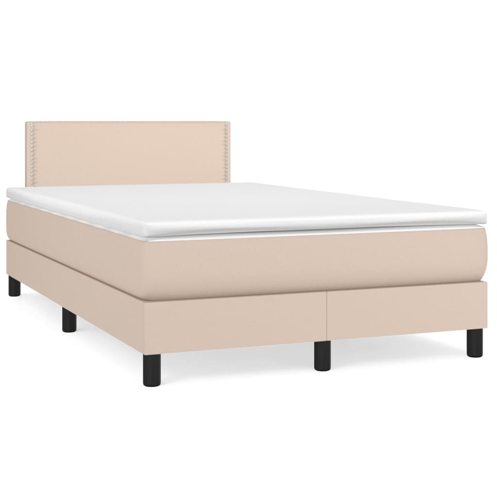 Κρεβάτι Boxspring με Στρώμα Καπουτσίνο 120x190εκ.από Συνθ.Δέρμα