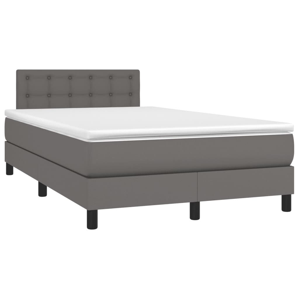 Κρεβάτι Boxspring με Στρώμα Γκρι 120x190εκ. από Συνθετικό Δέρμα