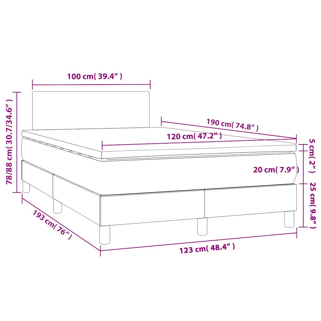 Κρεβάτι Boxspring με Στρώμα Σκούρο Πράσινο 120x190εκ. Βελούδινο