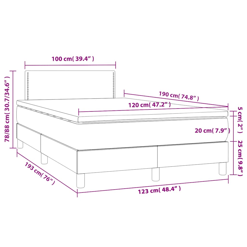Κρεβάτι Boxspring με Στρώμα Σκούρο Πράσινο 120x190εκ. Βελούδινο