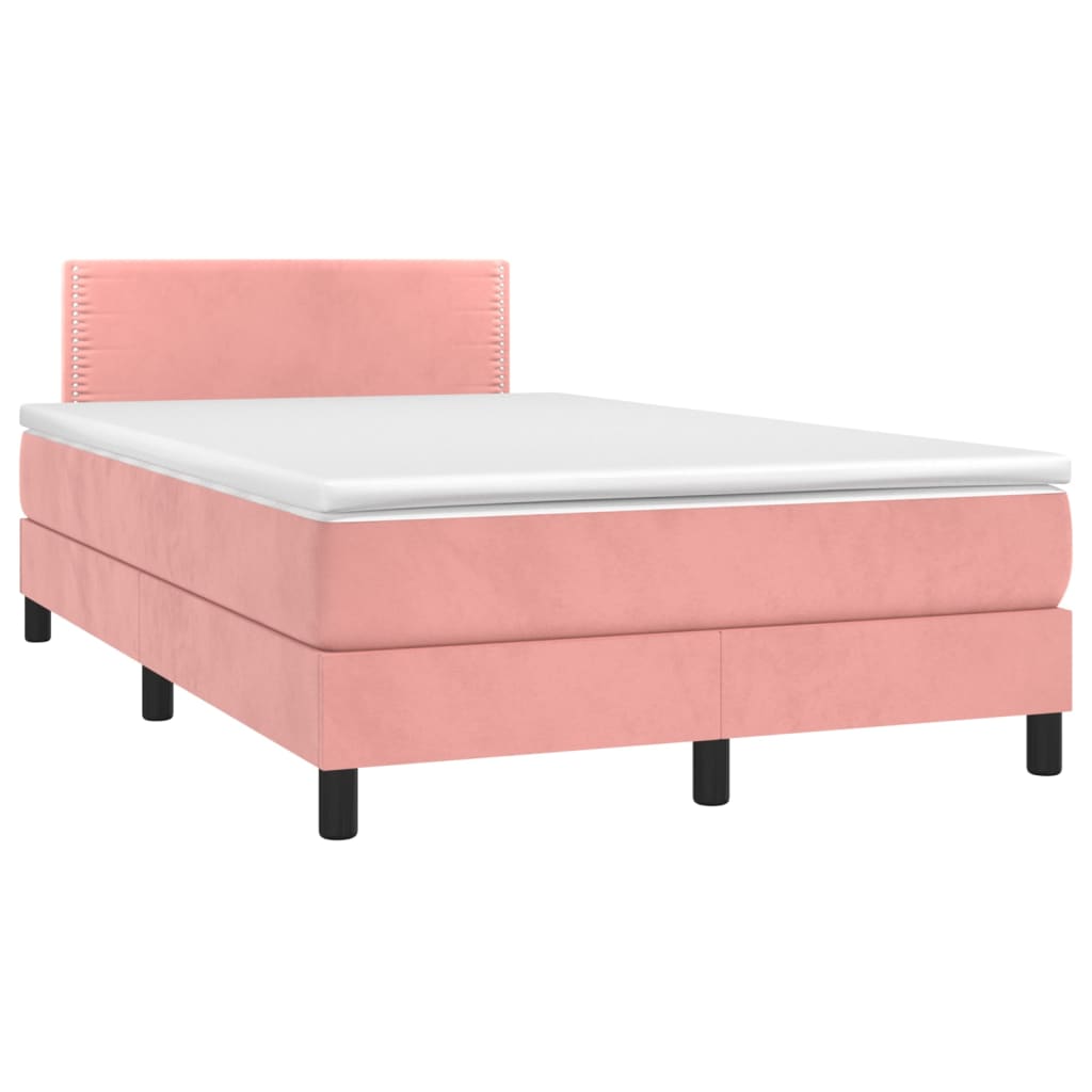 Κρεβάτι Boxspring με Στρώμα Ροζ 120x190 εκ. Βελούδινο