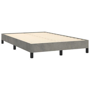 Κρεβάτι Boxspring με Στρώμα Ανοιχτό Γκρι 120x190 εκ. Βελούδινο