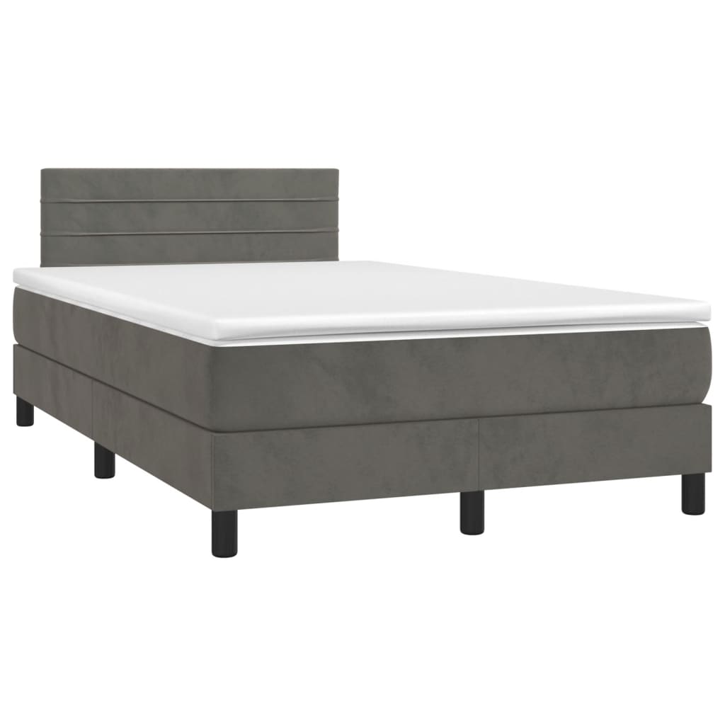 Κρεβάτι Boxspring με Στρώμα Σκούρο Γκρι 120x190 εκ. Βελούδινο