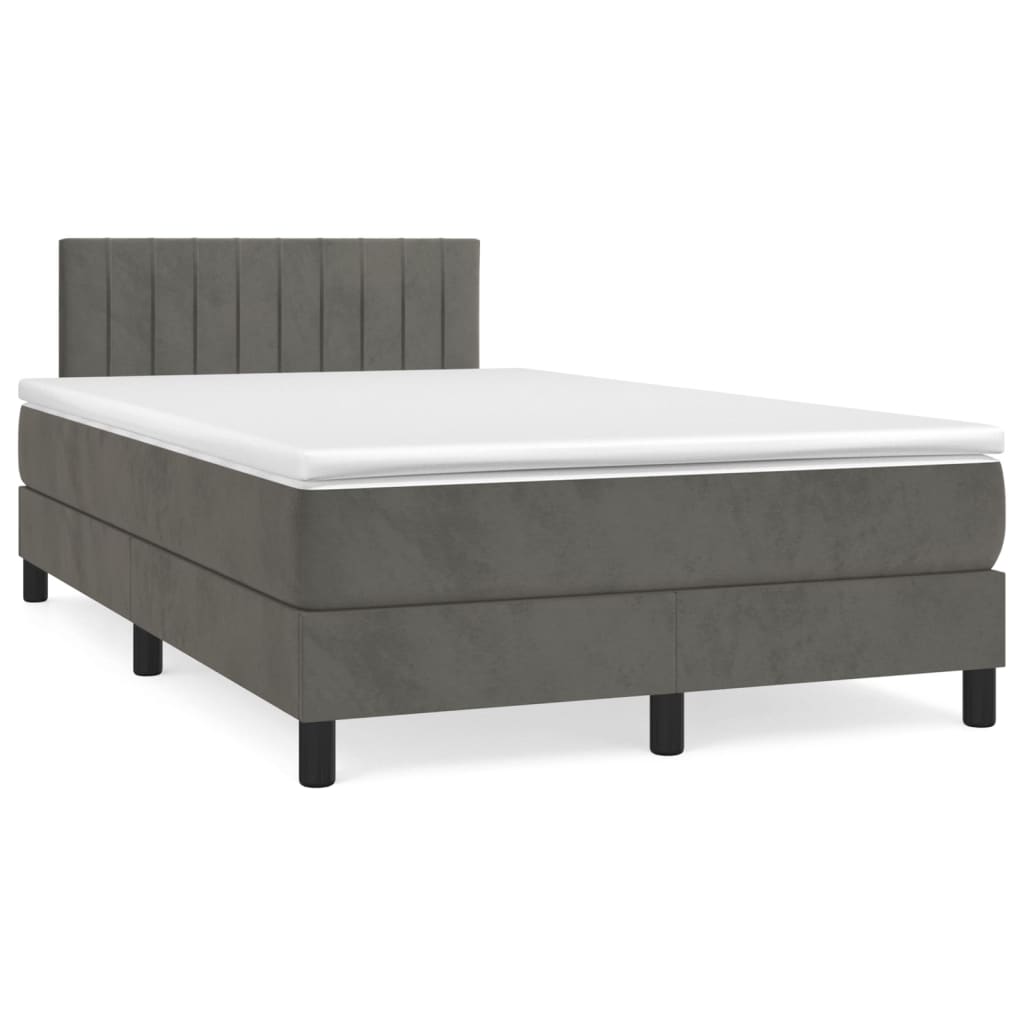 Κρεβάτι Boxspring με Στρώμα Σκούρο Γκρι 120x190 εκ. Βελούδινο